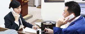 電話で声を交わす安心対応