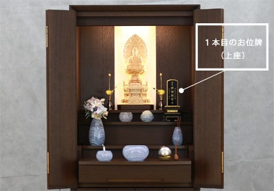 内部段が多いお仏壇【お位牌1本目の飾り方】
