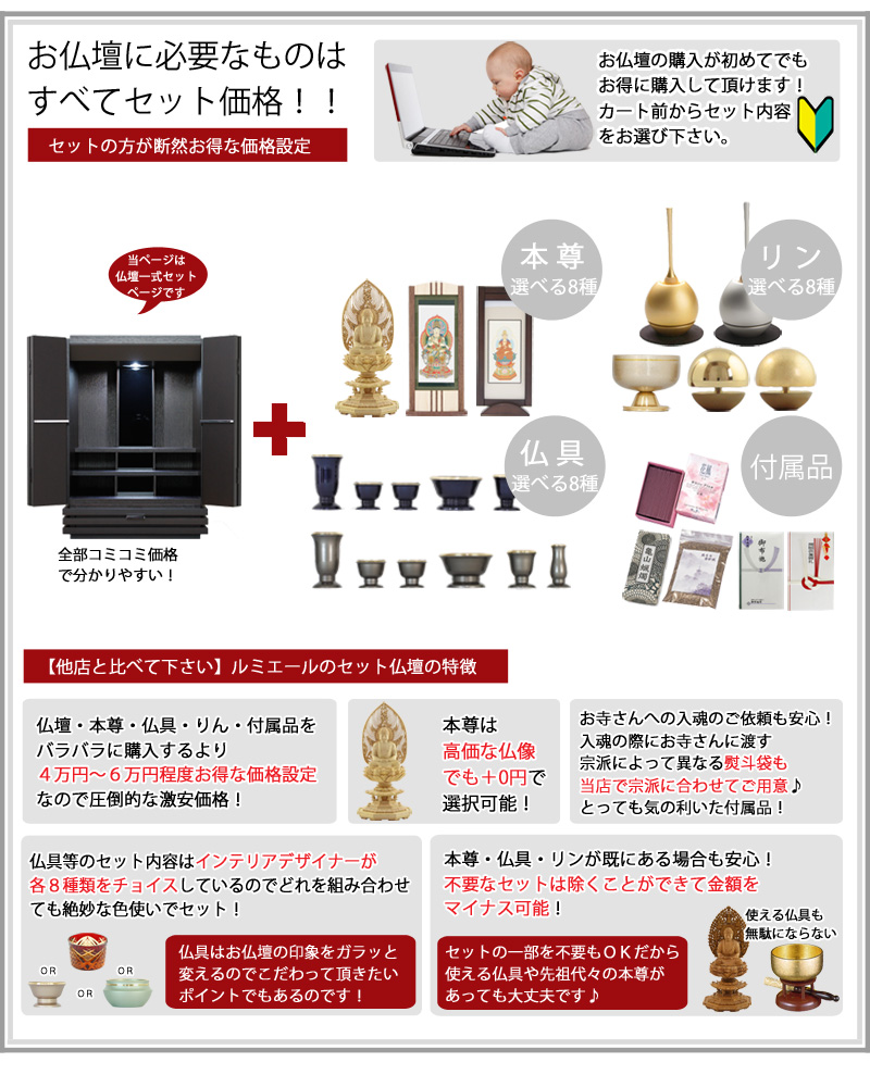 スタイリッシュ仏壇セット ステイシーブラック 19号の商品画像3枚目