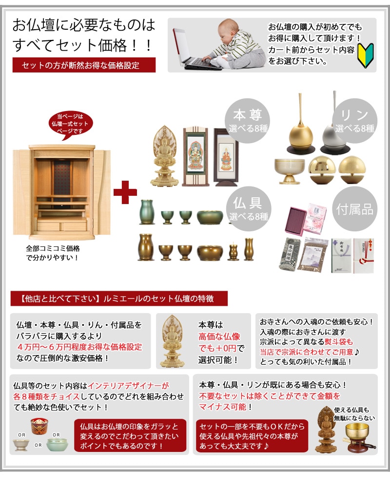 モダン仏壇セット ポーロ タモ 20号の商品画像3枚目