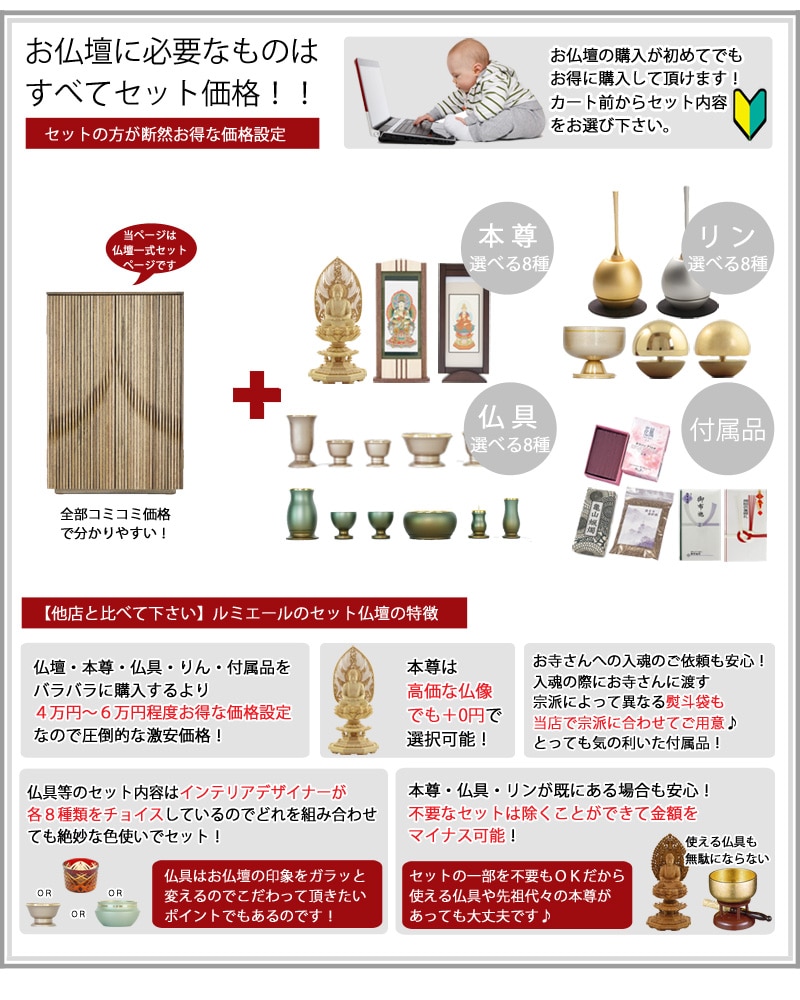 【選べる仏具付】家具調仏壇セット ヴァーグ 20号の商品画像3枚目