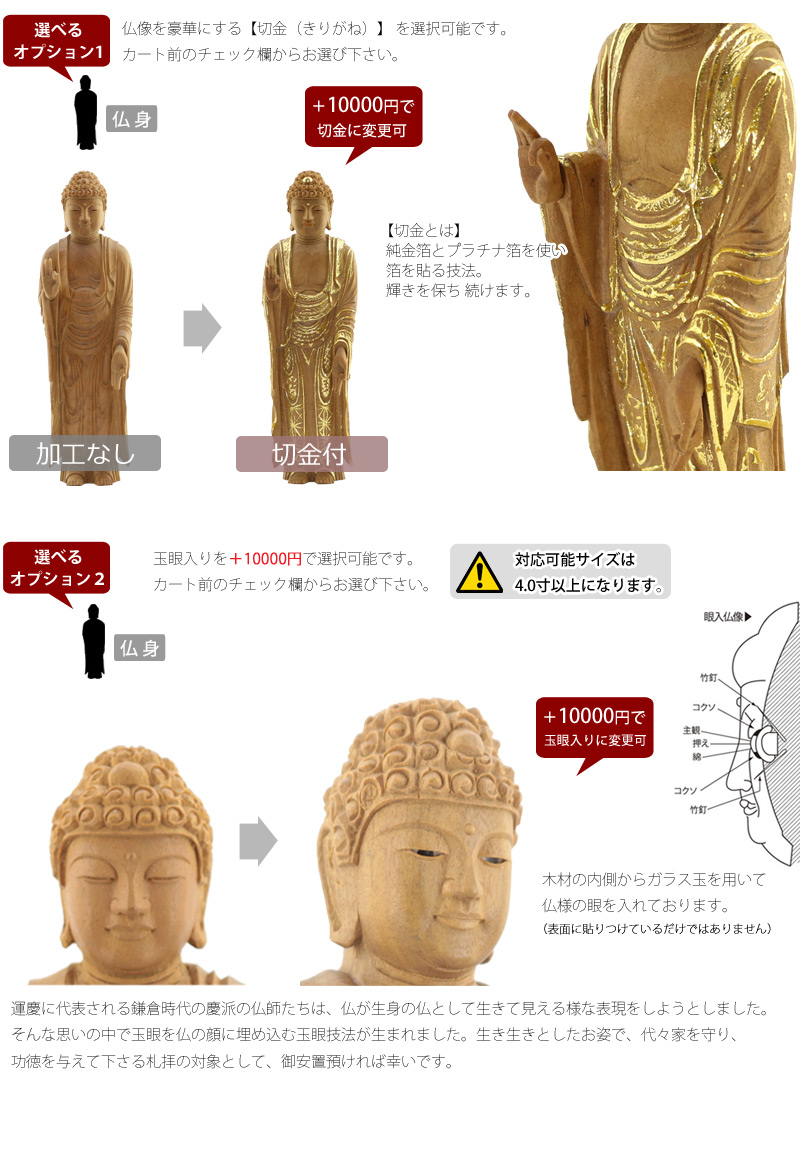 仏像の詳細サイズ・当仏像に合うお仏壇のサイズについて