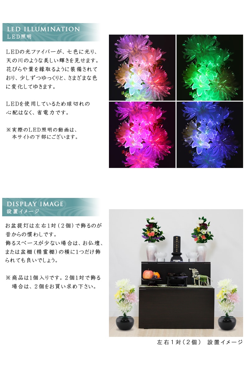 霊前灯 グランドルミナス いろどり菊のLED照明・設置イメージ