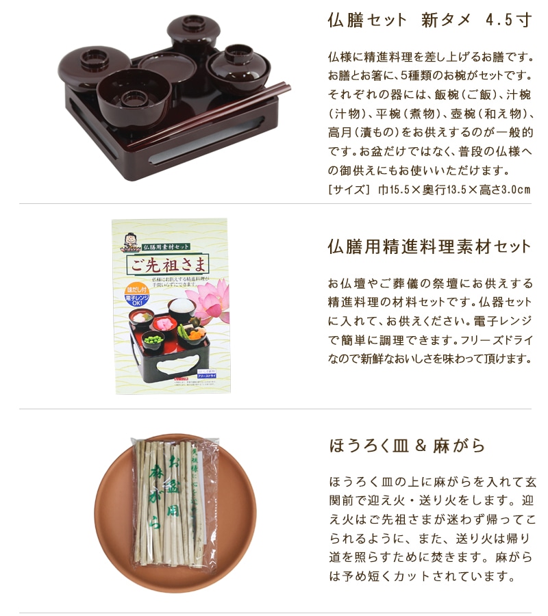 お盆飾りセット タモ経机タイプのセット内容②