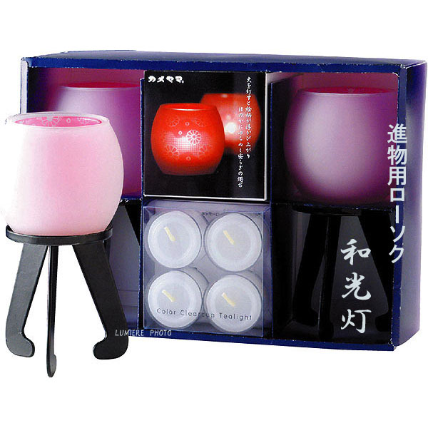 霊前灯ガラス燭台 「進物用和光灯 ~菊水~」 1対入 ◆カメヤマローソク◆の商品画像1枚目