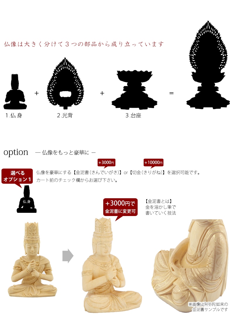 桧木仏像 上彫り 丸台座 大日如来 【真言宗】の商品画像3枚目