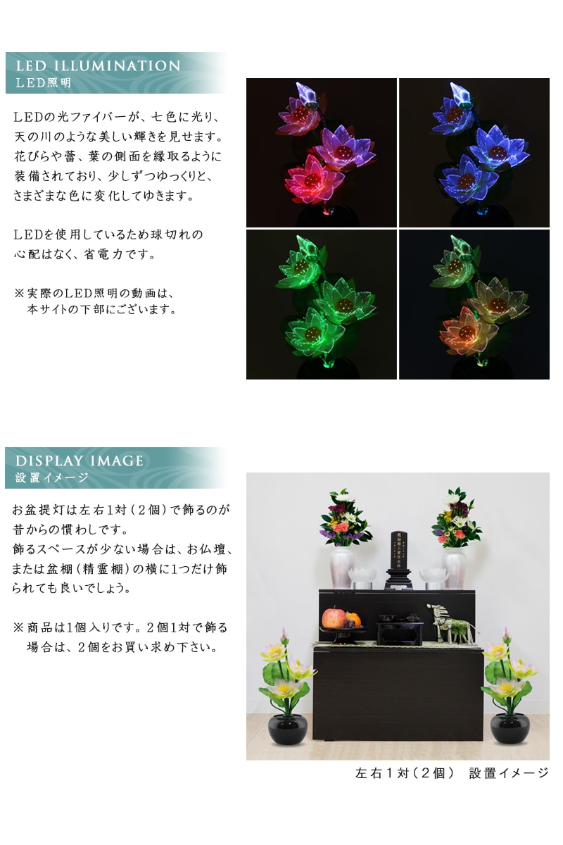 霊前灯 グランドルミナス ハス四花(蓮の華)のLED照明・設置イメージ