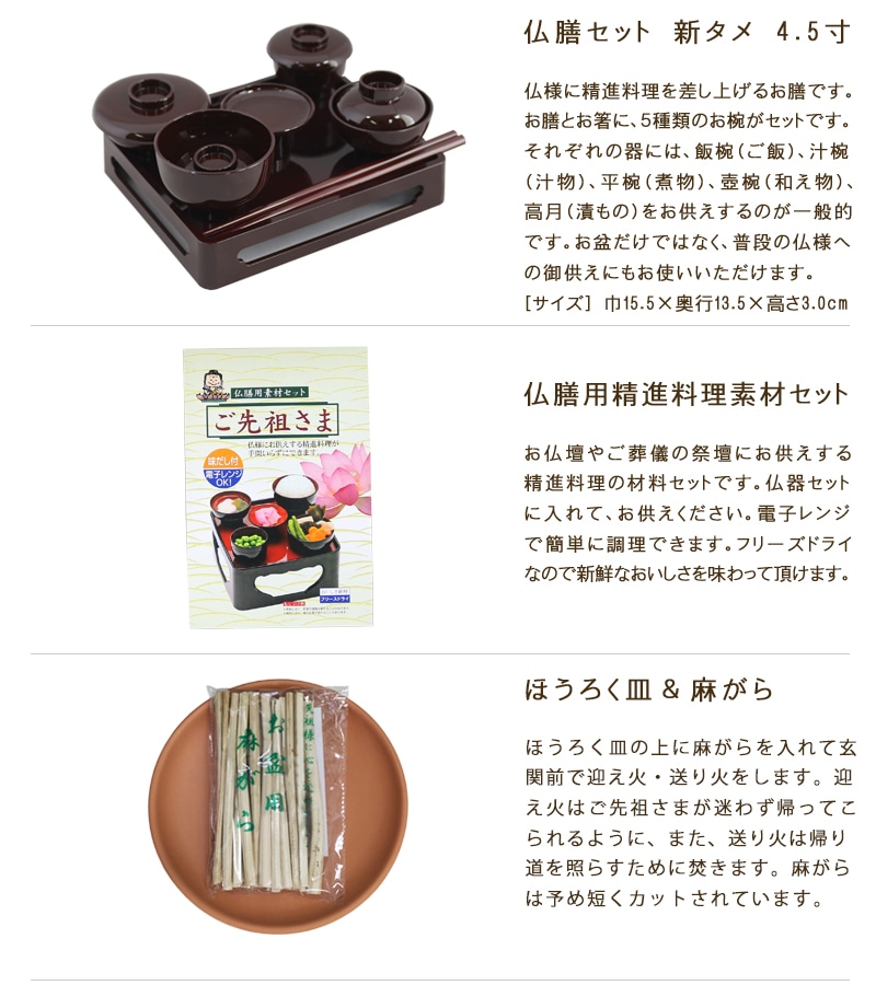 初盆飾りセット タモ経机タイプのセット内容②
