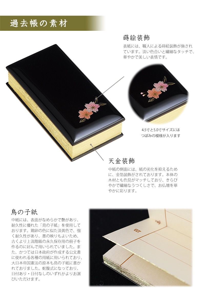 上蒔絵 過去帳 桜唐草の商品画像3枚目