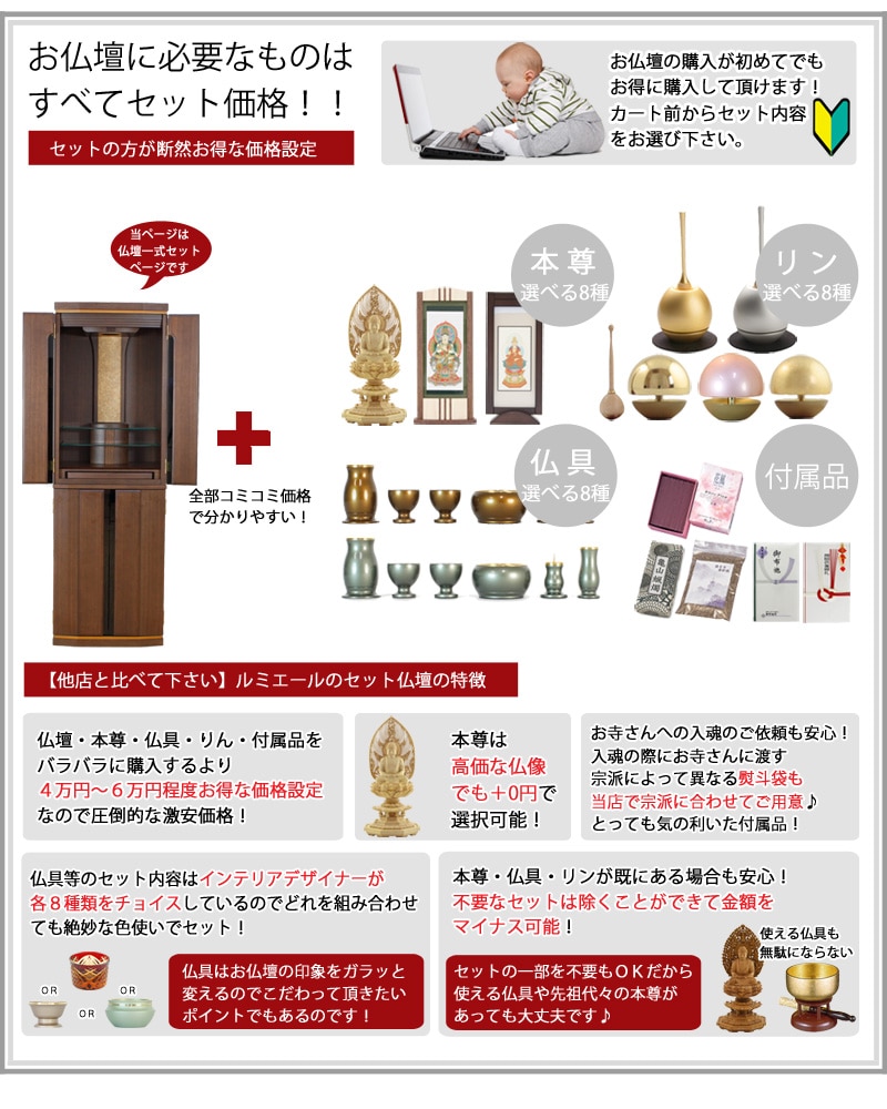 モダン仏壇セット アンサンブル ウォールナットの商品画像3枚目