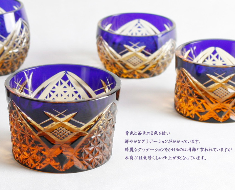 仏具セット 江戸切子 麻の葉 ブルーの商品画像5枚目