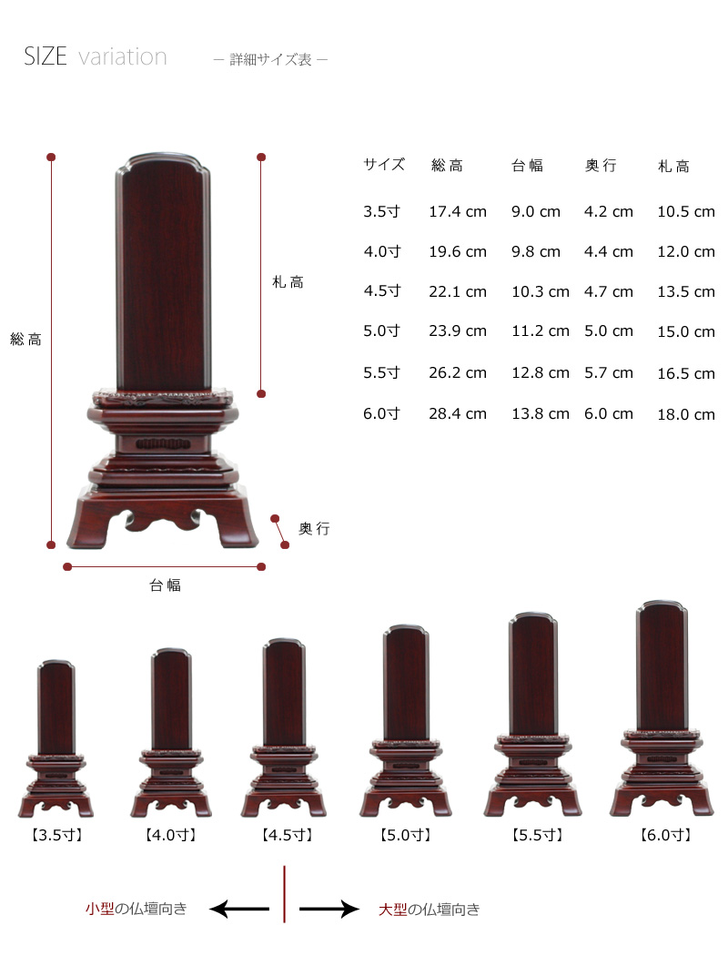 会津 唐木位牌 紫檀 葵角切の商品画像7枚目