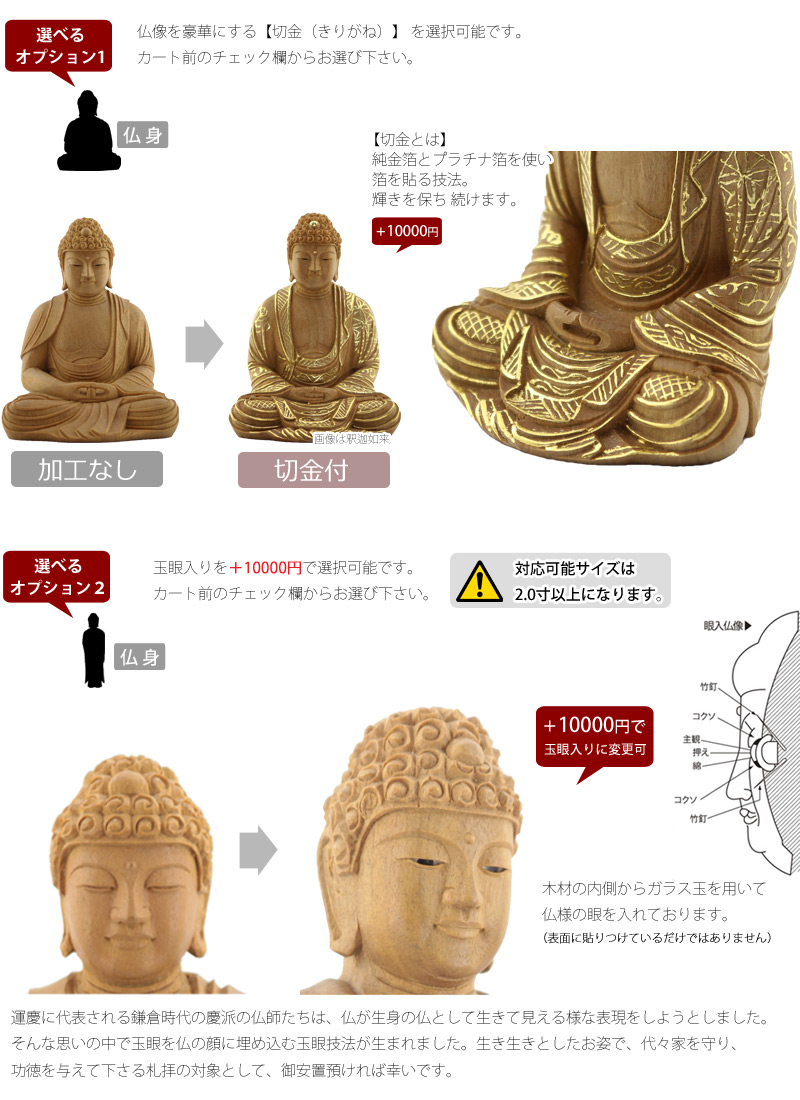 仏像の詳細サイズ・当仏像に合うお仏壇のサイズについて