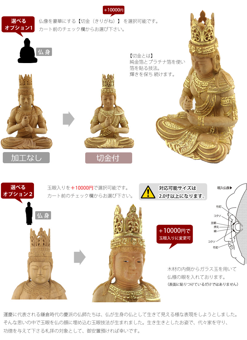 仏像の詳細サイズ・当仏像に合うお仏壇のサイズについて