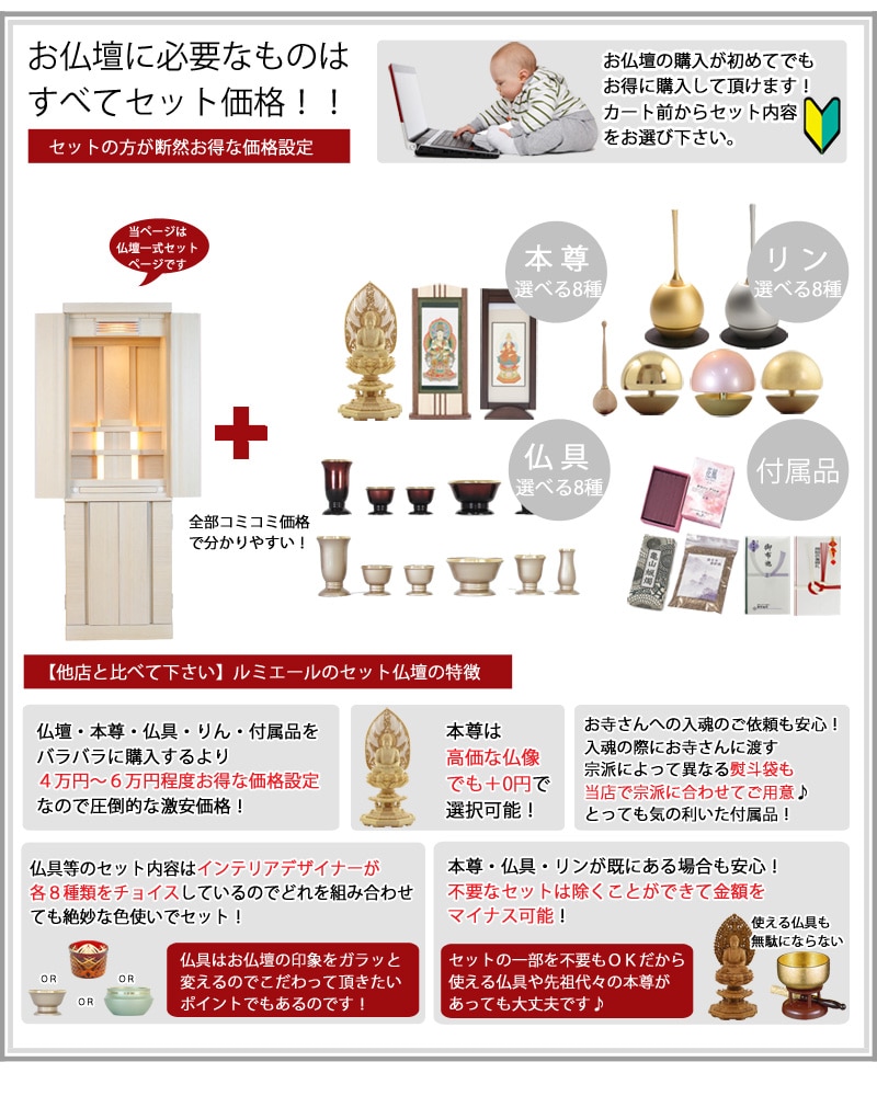 モダン仏壇セット ブラン クリームホワイトの商品画像3枚目