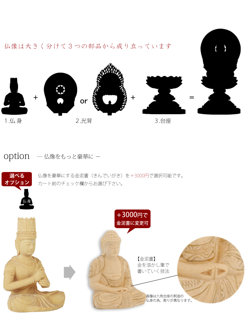 桧木仏像 丸台座 大日如来 【真言宗】の商品画像3枚目