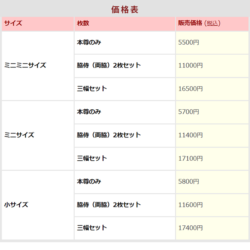価格表