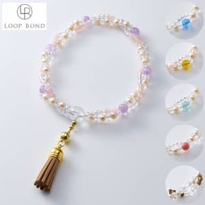 女性用 片手念珠 ホワイトオニキス 藤×薄藤イメージ画像