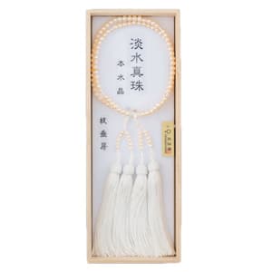 略式二連念珠(女性用) 淡水真珠(白) 水晶仕立 枝垂房イメージ画像