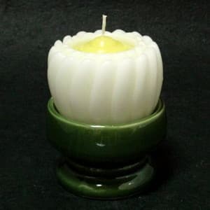 蓮型ローソク 「台付ブロンマ」 白 ◆カメヤマローソク◆のイメージ画像